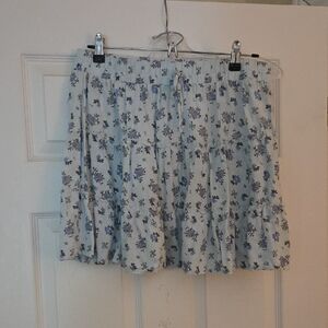 Ardene Blue and White Floral Mini Skirt